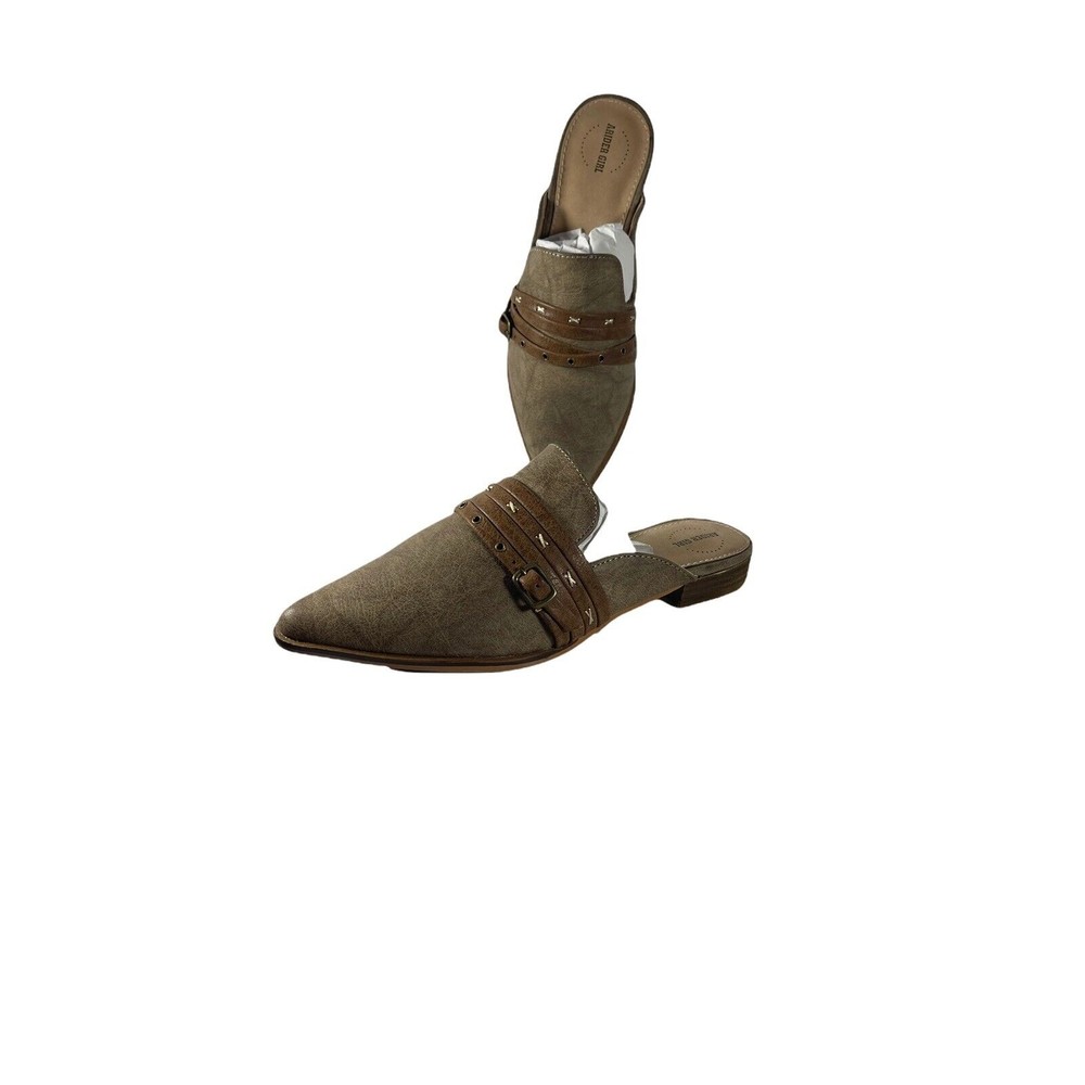A Rider Girl Women's  Dee Taupe SIZE 6.5 Pointed Toe  Open Back Shoes